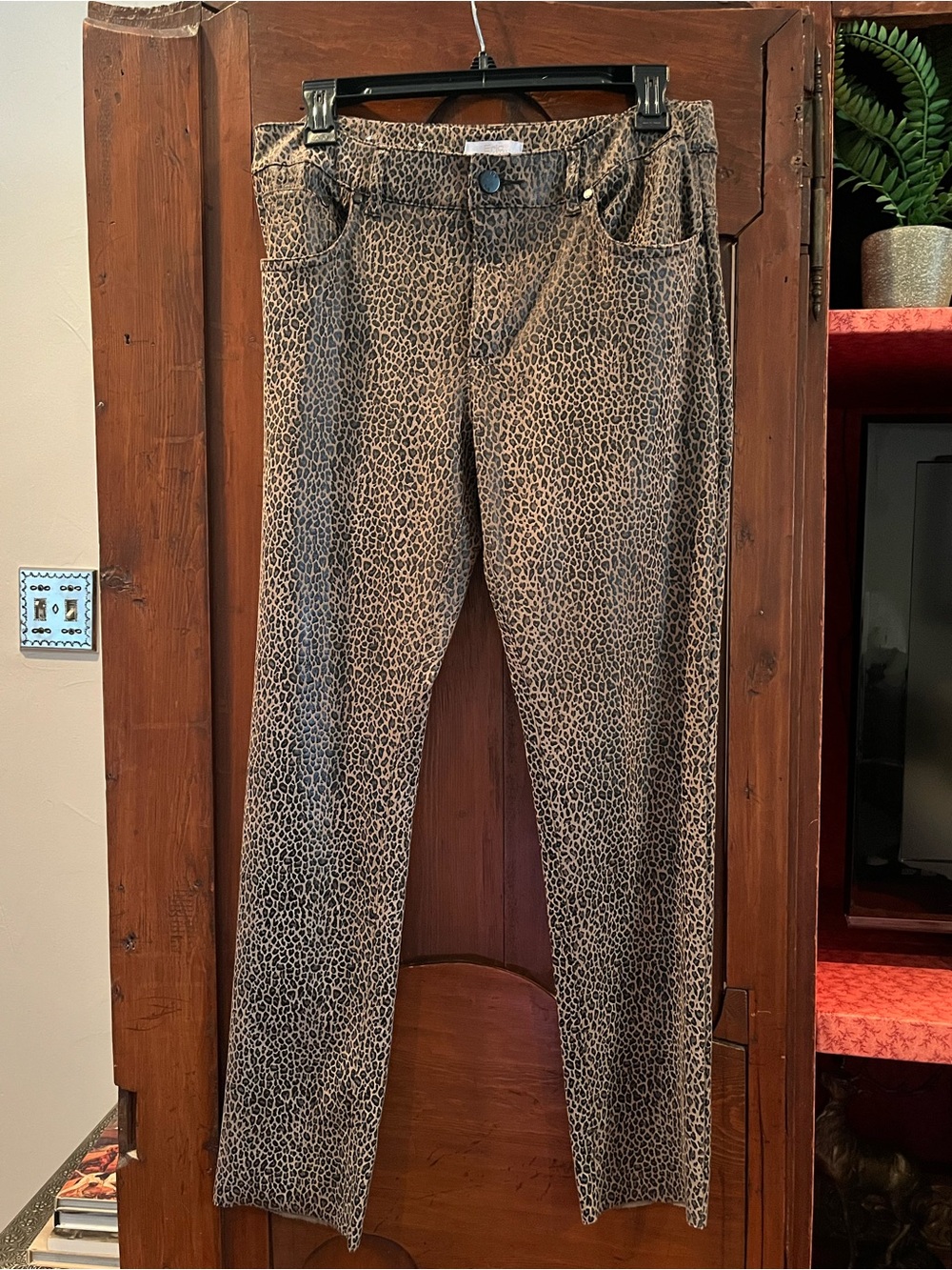 Leopard Print Skinny Jeans in Tan and Black